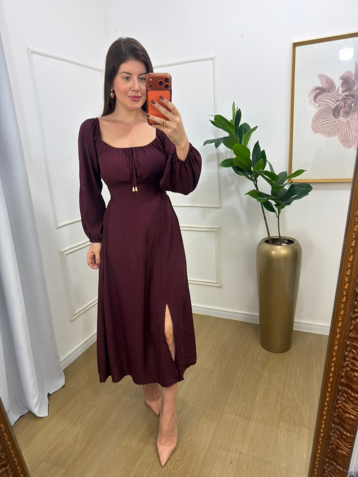 Vestido Camponesa manga longa