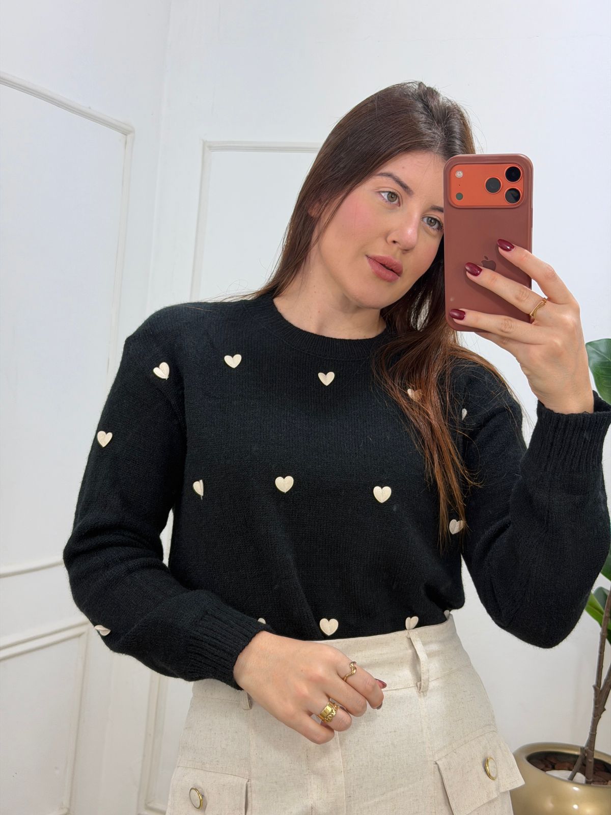Blusa tricô coração