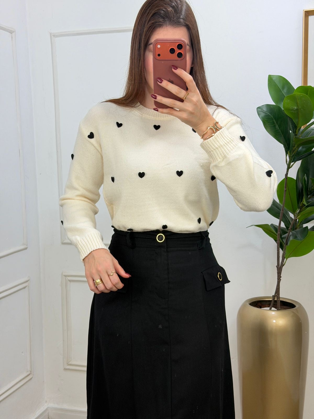 Blusa tricô coração