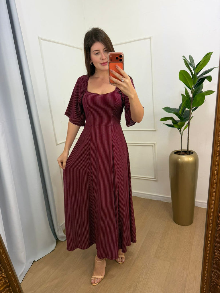 Vestido risca de giz