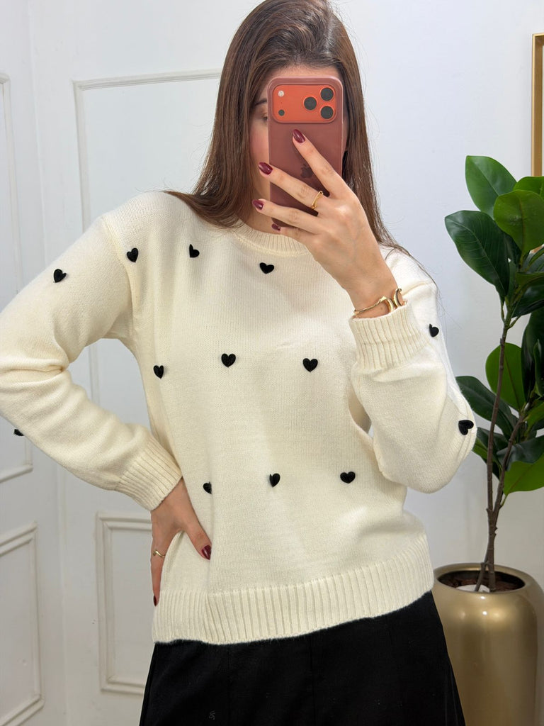 Blusa tricô coração